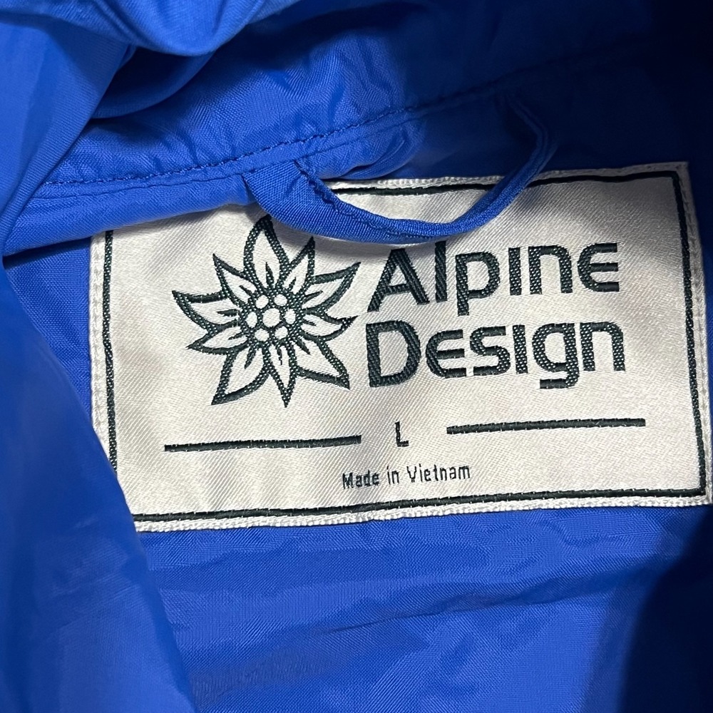 Alpine Design Anorak Pullover Jacket Mens L Blue Hooded Wind Water Resistant NWT - Picture 8 of 11